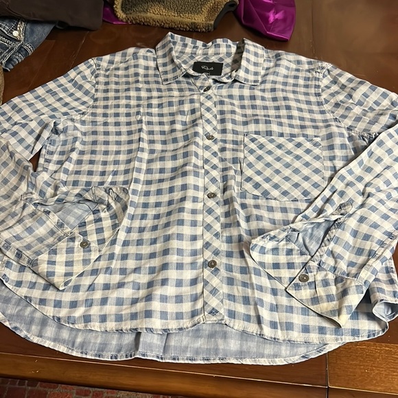 RAILS cropped flannel button up blouse U9 - Picture 2 of 7